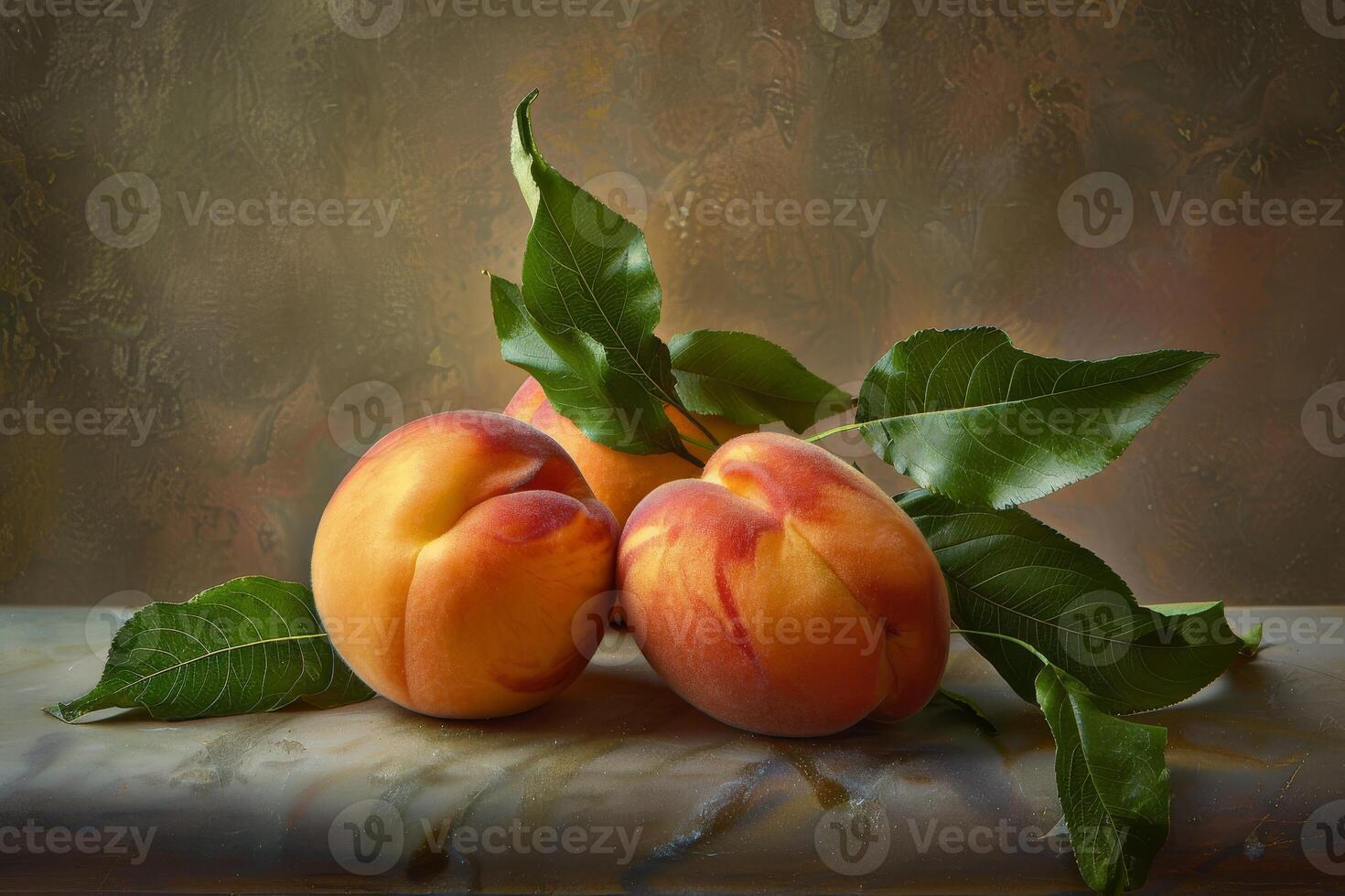 Juicy peach with fuzzy skin and blush of pink, adding sweetness to any composition photo