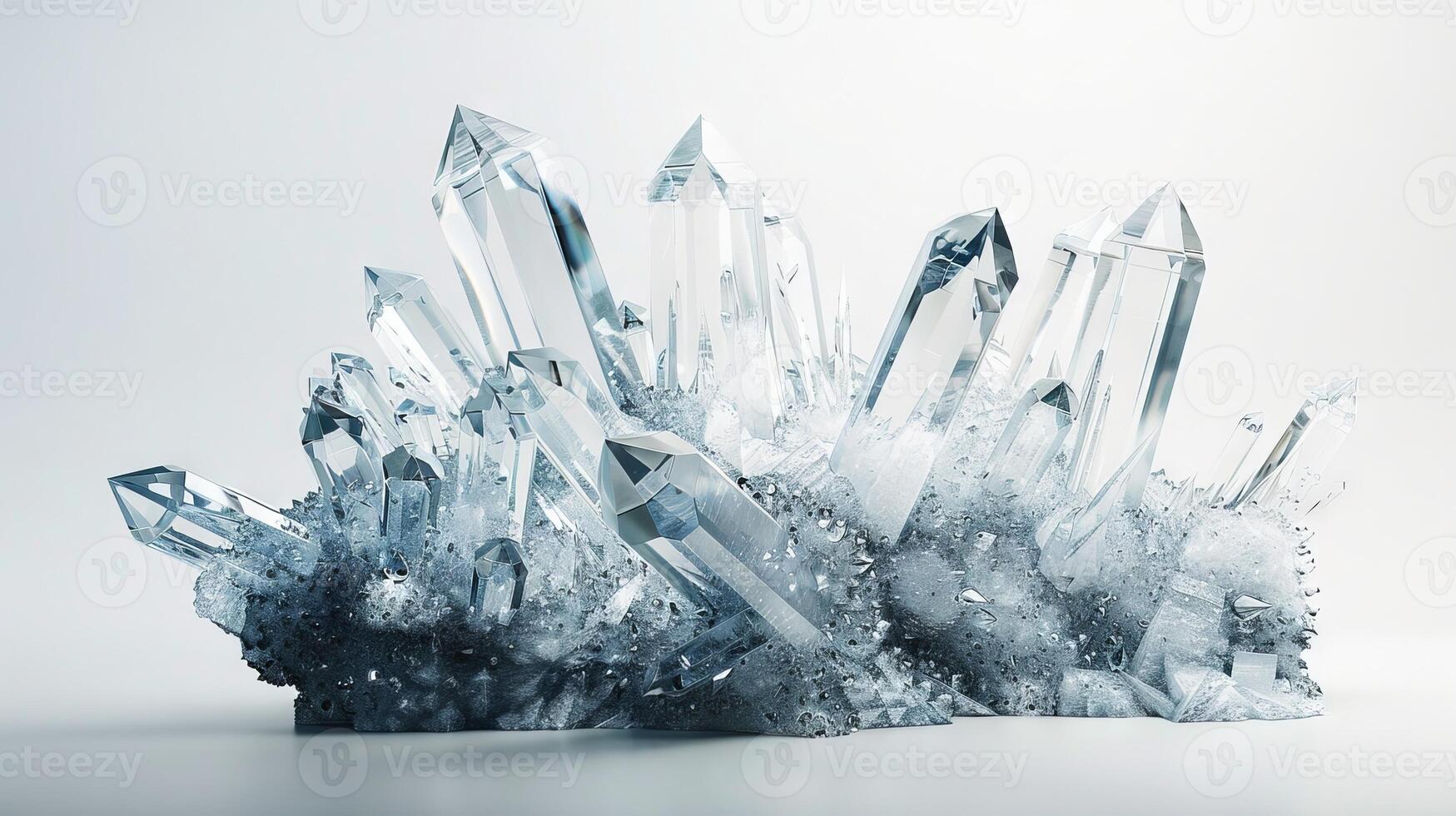 Crystal formations with a surreal allure, evoking a sense of wonder and enchantment on white photo