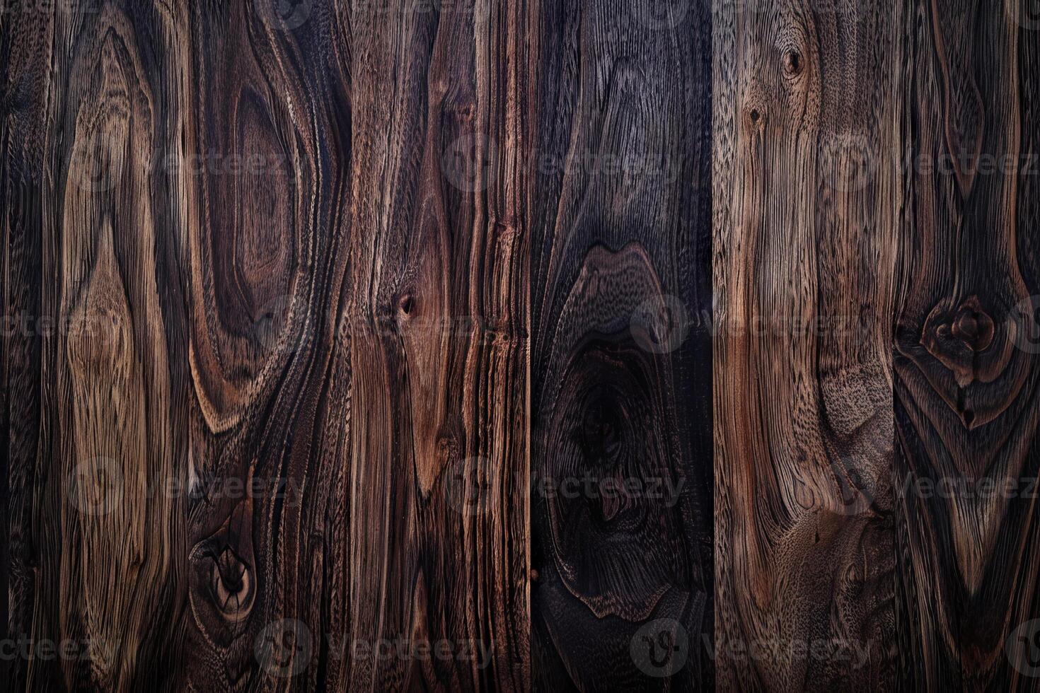 Dark walnut wood texture background with deep, rich colors, perfect for adding drama to designs photo