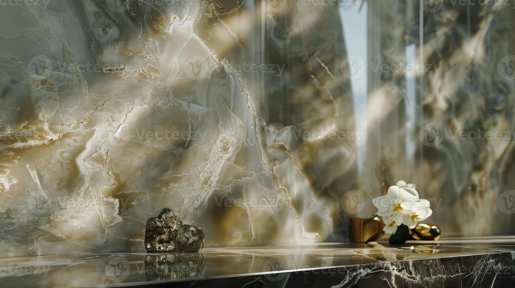 Sophisticated marble surface with transparency, ideal for creating a luxurious atmosphere photo