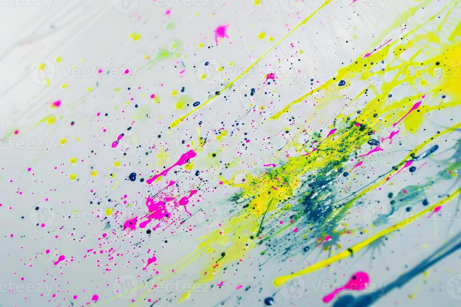 Neon paint splatter on a soft transparent white backdrop, evoking futuristic vibes photo