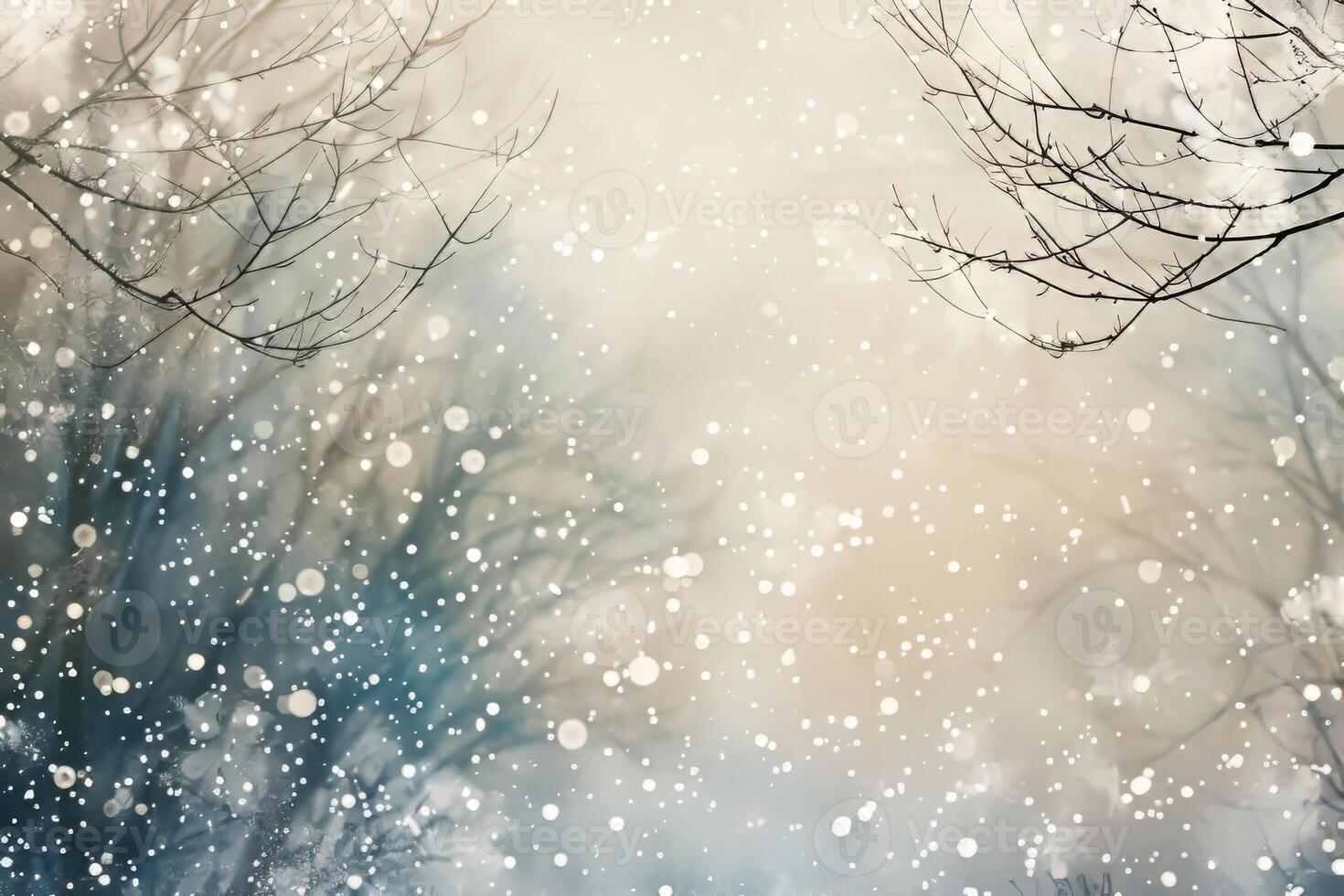 Delicate snowfall against a soft transparent white canvas, evoking tranquil scenes photo