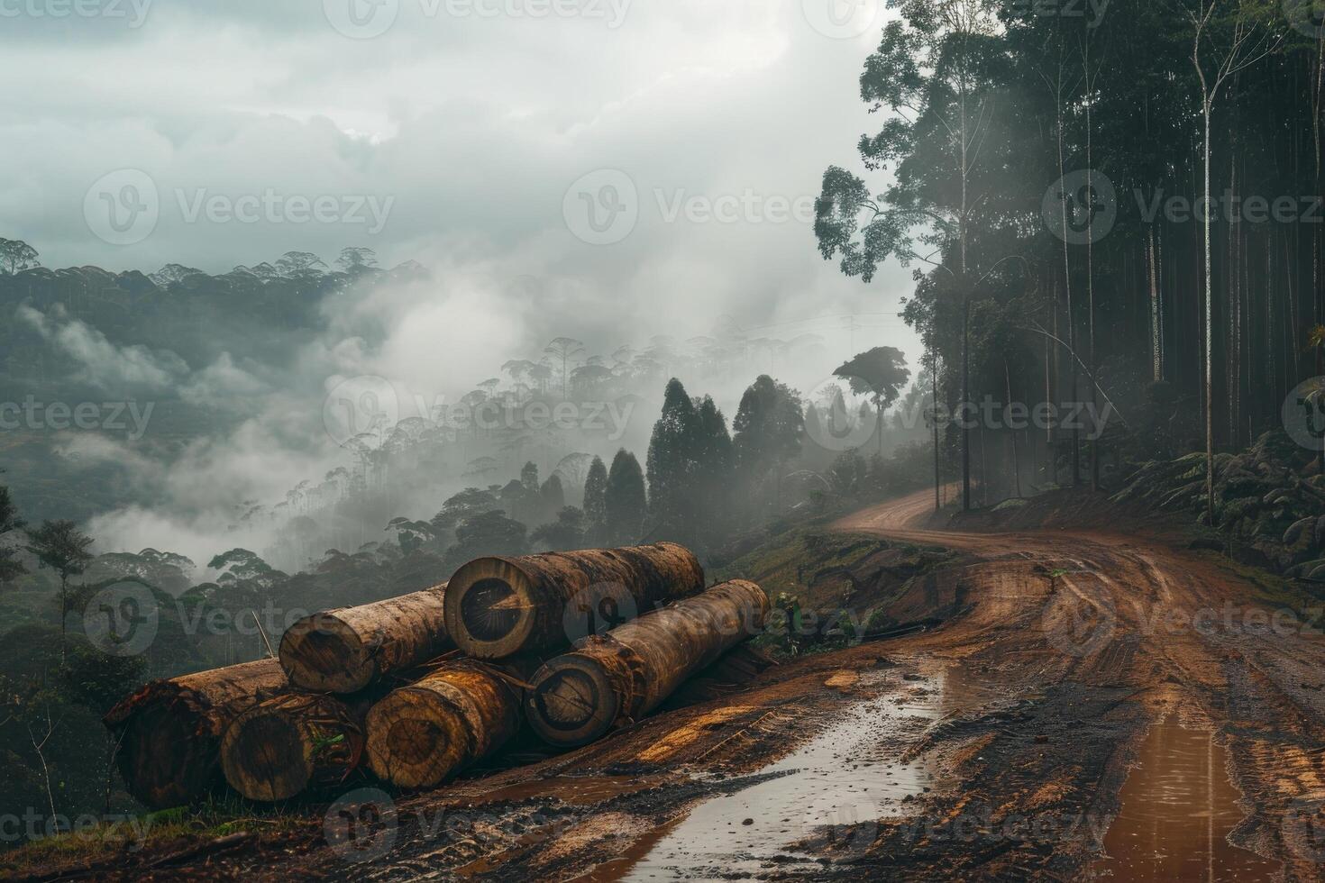 Sustainable forestry practices like selective logging and reforestation, promoting forest conservation photo