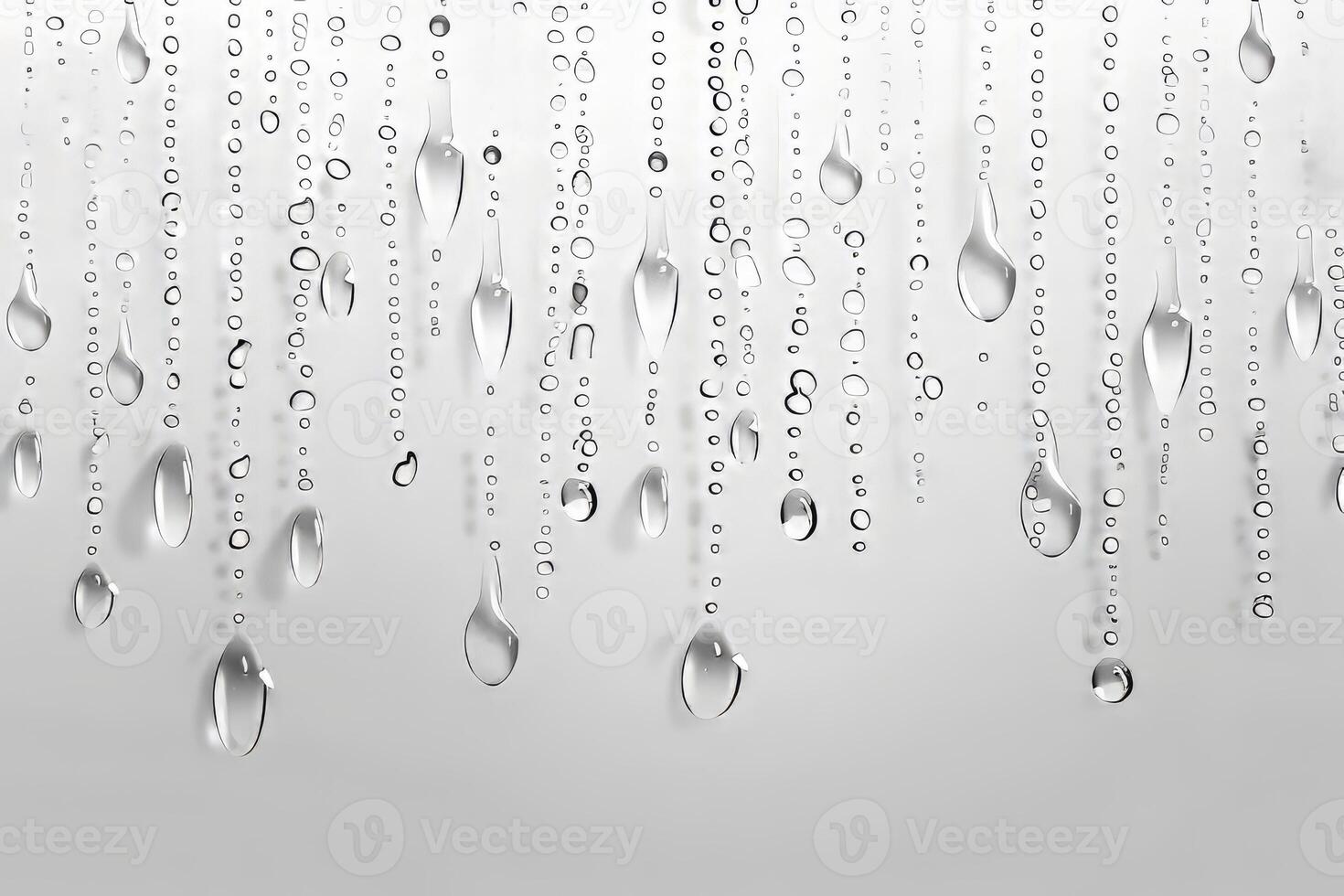 Drizzling rain on a transparent white background, perfect for relaxation themes photo