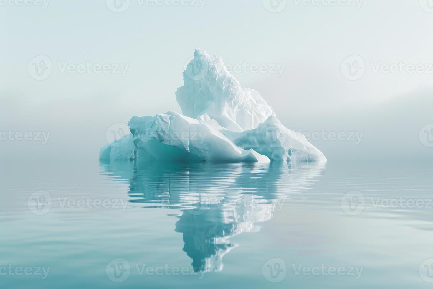 Iceberg floating in water against a soft transparent white surface, symbolizing cold resilience photo
