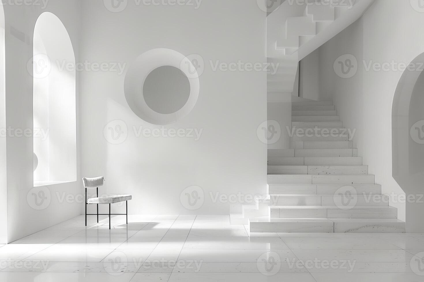 Minimalist geometric forms providing a clean and crisp look against white photo
