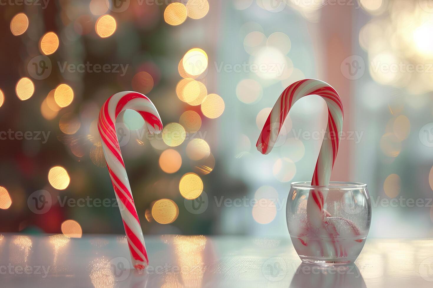 Whimsical Christmas candy cane on a transparent white canvas, adding sweetness to designs photo