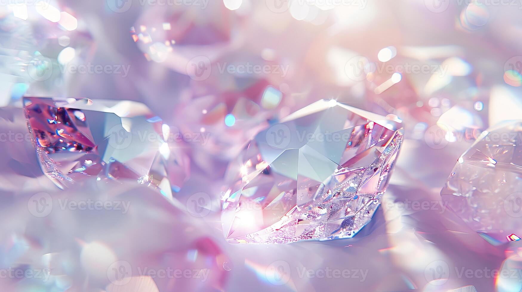 Sparkling crystal gemstones shimmering against a pristine white backdrop photo