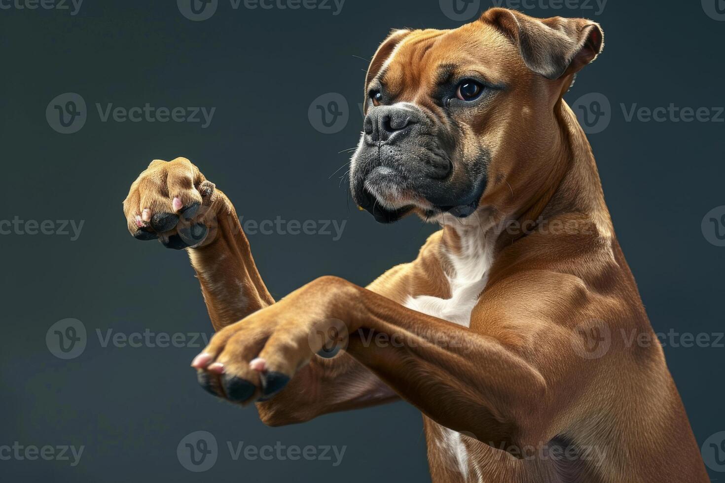 Energetic Boxer with muscular build and playful demeanor, ideal for sporty and active designs photo