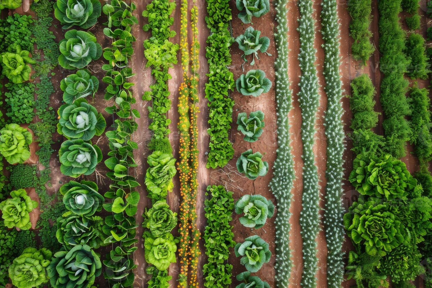 Sustainable agriculture farm with crop rotation and natural pest control methods, promoting soil health and biodiversity photo