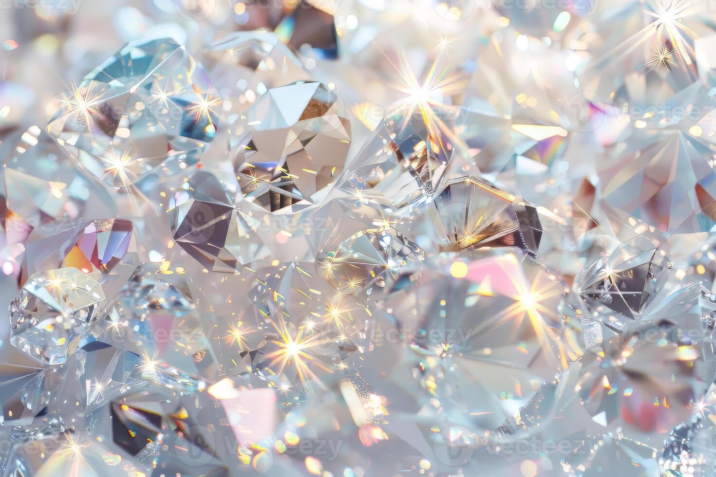 Dazzling gem-like sparkles shimmering against a soft transparent white background, symbolizing preciousness and luxury photo