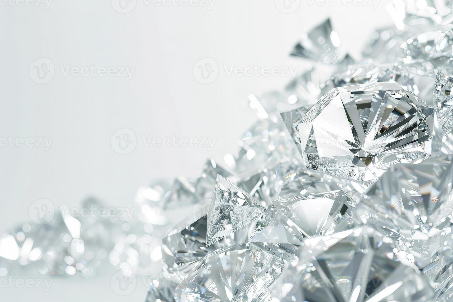 Glistening diamond-shaped sparkles shimmering against a transparent white backdrop, symbolizing luxury and elegance photo