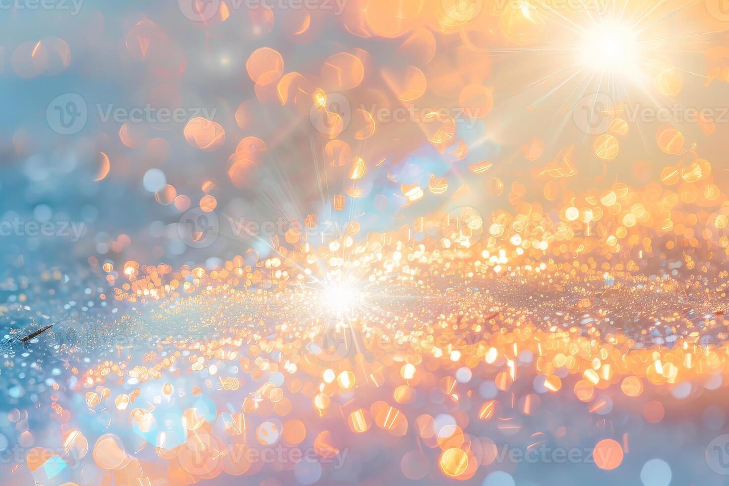 Radiant sunburst sparkles shining brightly on a soft transparent white surface, adding warmth and brightness photo