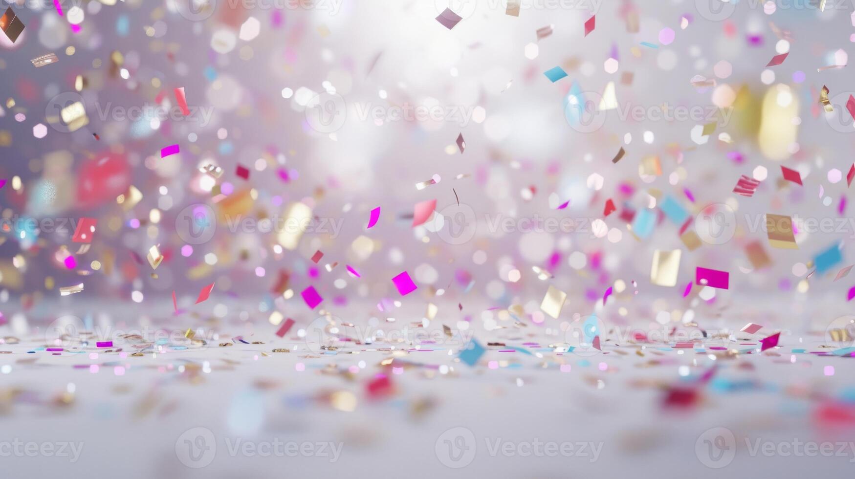 Sparkling confetti bursts creating a sense of excitement and celebration on a pristine white surface photo