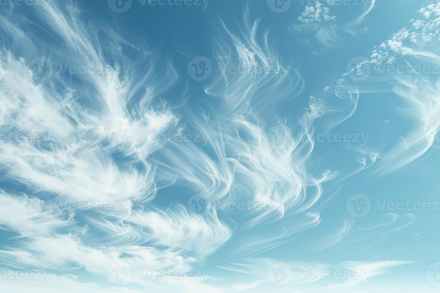 Peaceful twilight sky with delicate cirrus clouds on a soft transparent white surface, adding a touch of serenity photo