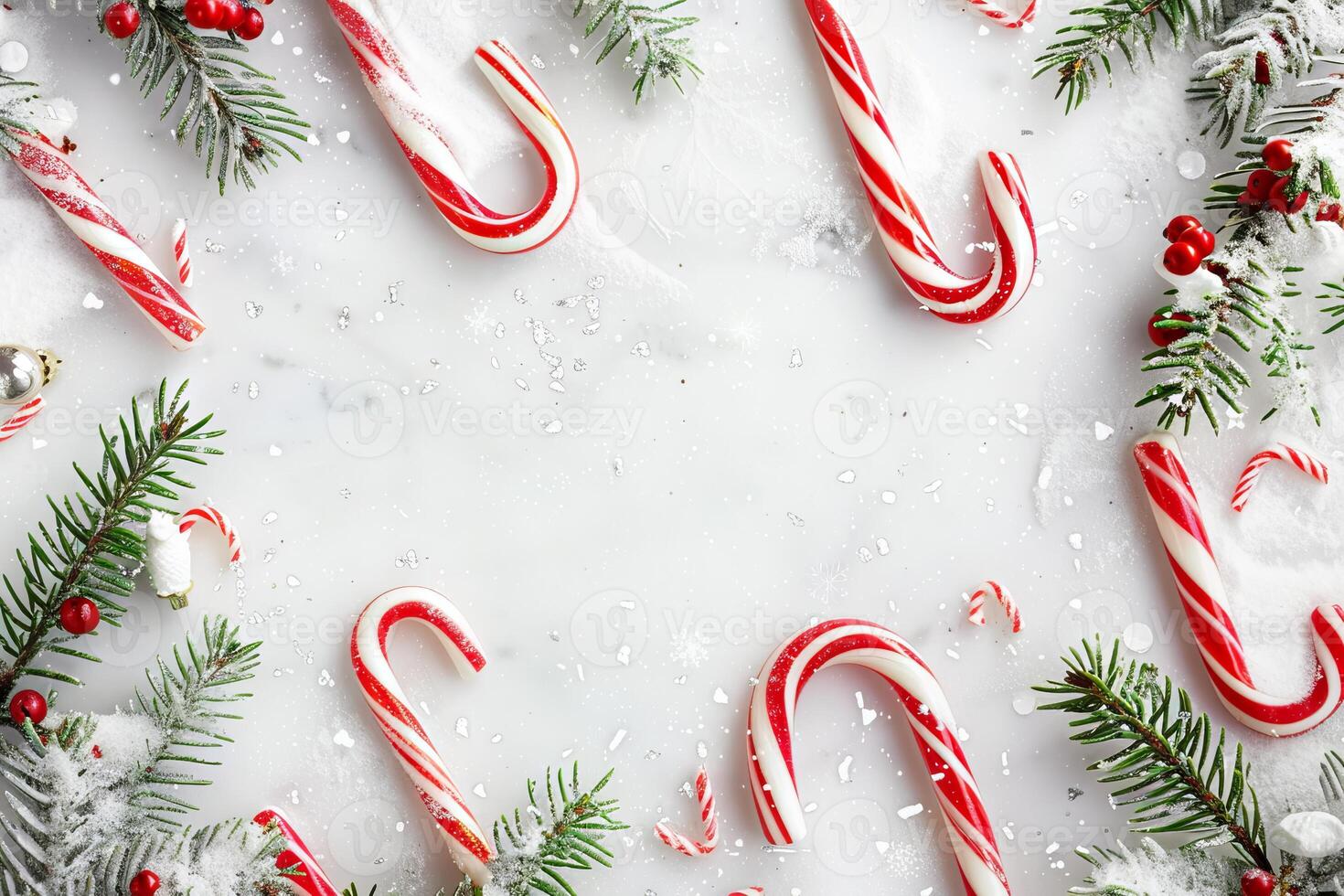 Whimsical Christmas candy cane on a transparent white canvas, adding sweetness to designs photo