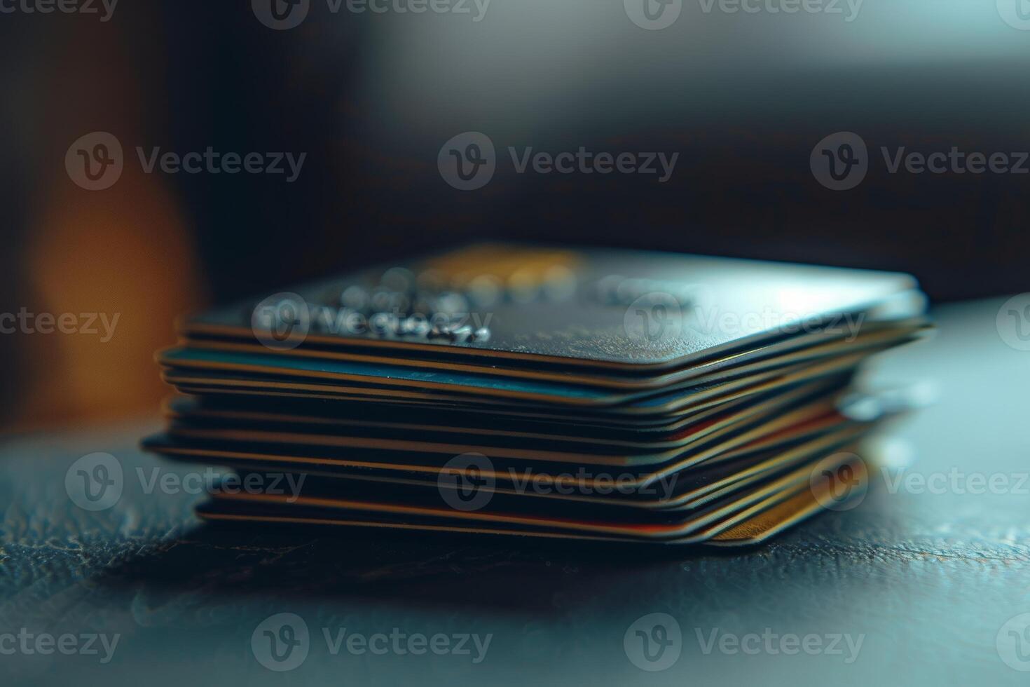 A stack of credit cards, credit and debt concept photo