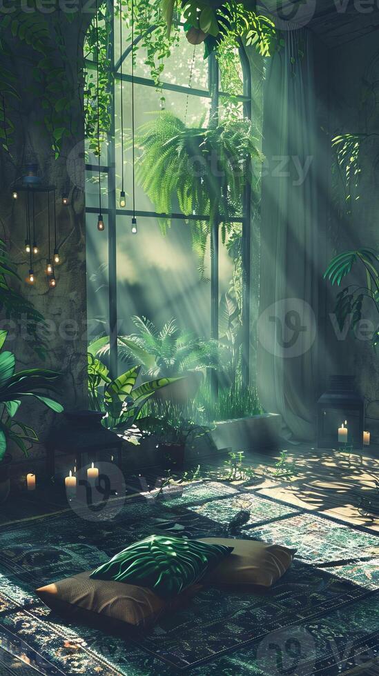 Mindful meditation space for mental clarity photo