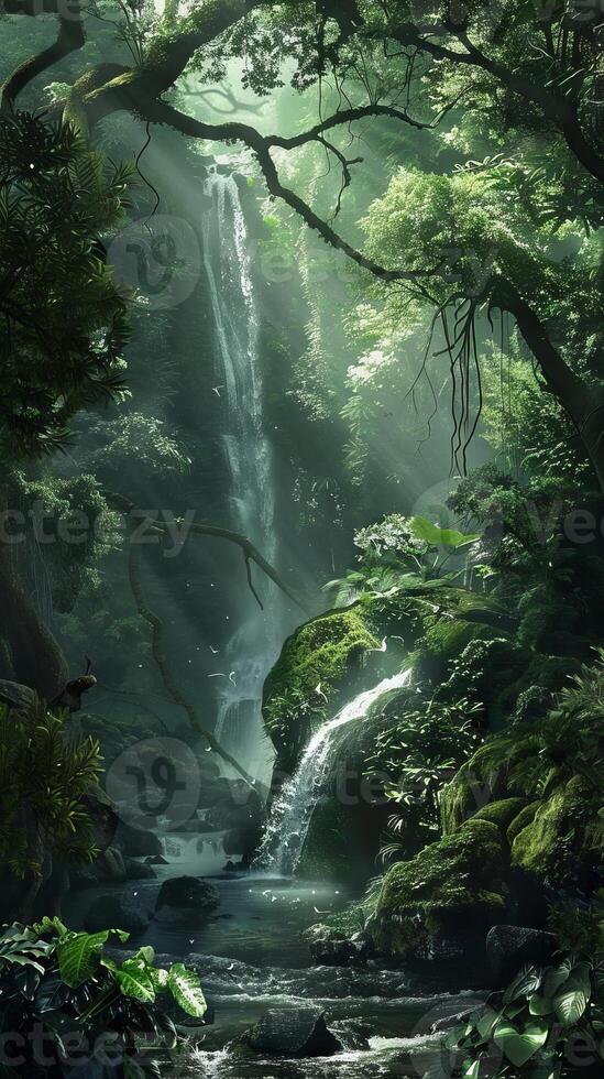 Enchanting waterfalls hidden deep within ancient forests photo