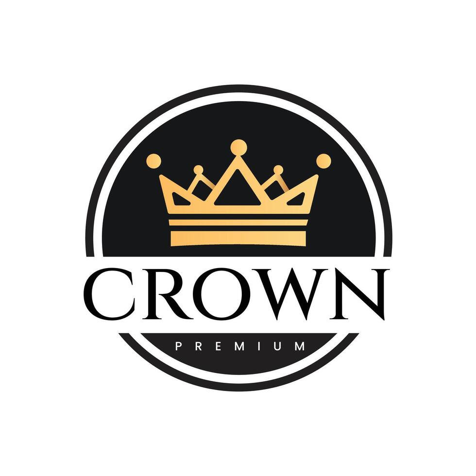 The elegant and luxurious logo design features a golden crown icon within a black circle, giving a sense of exclusivity and high quality vector