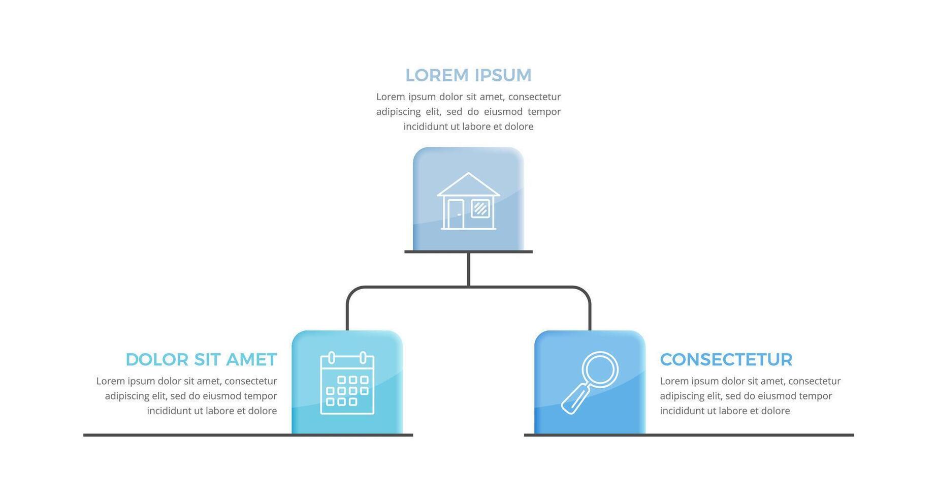 Flowchart with 3 Elements vector