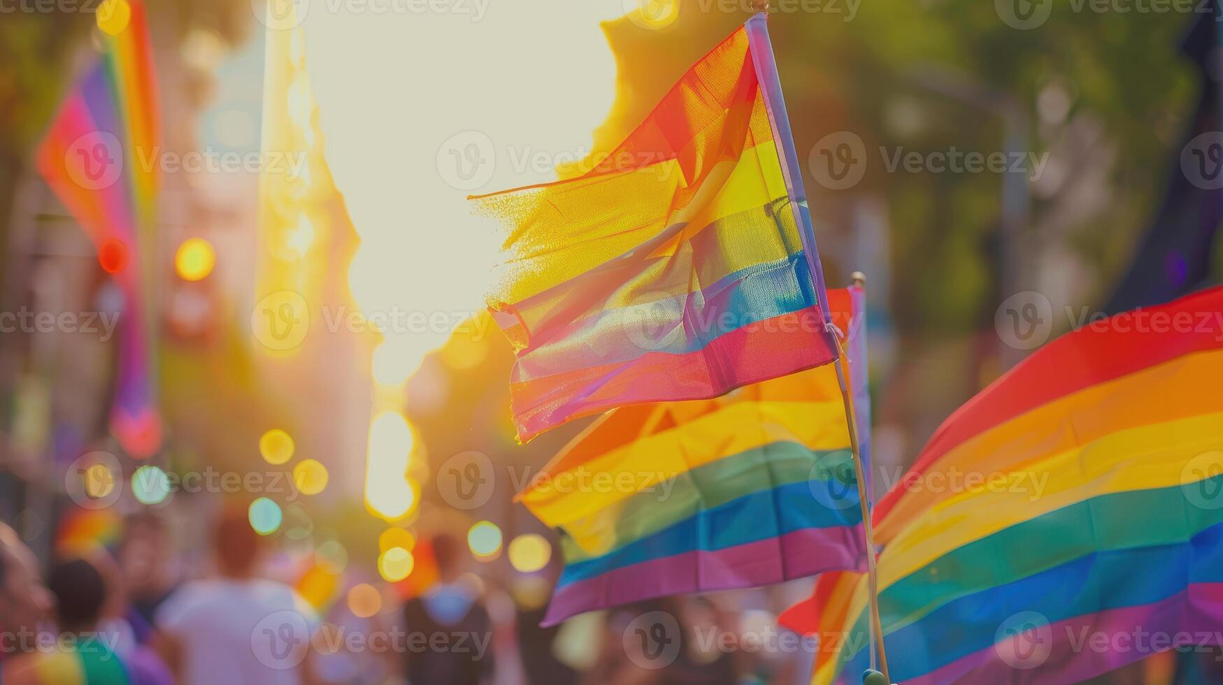 bright rainbow flag as a symbol of freedom and equality photo