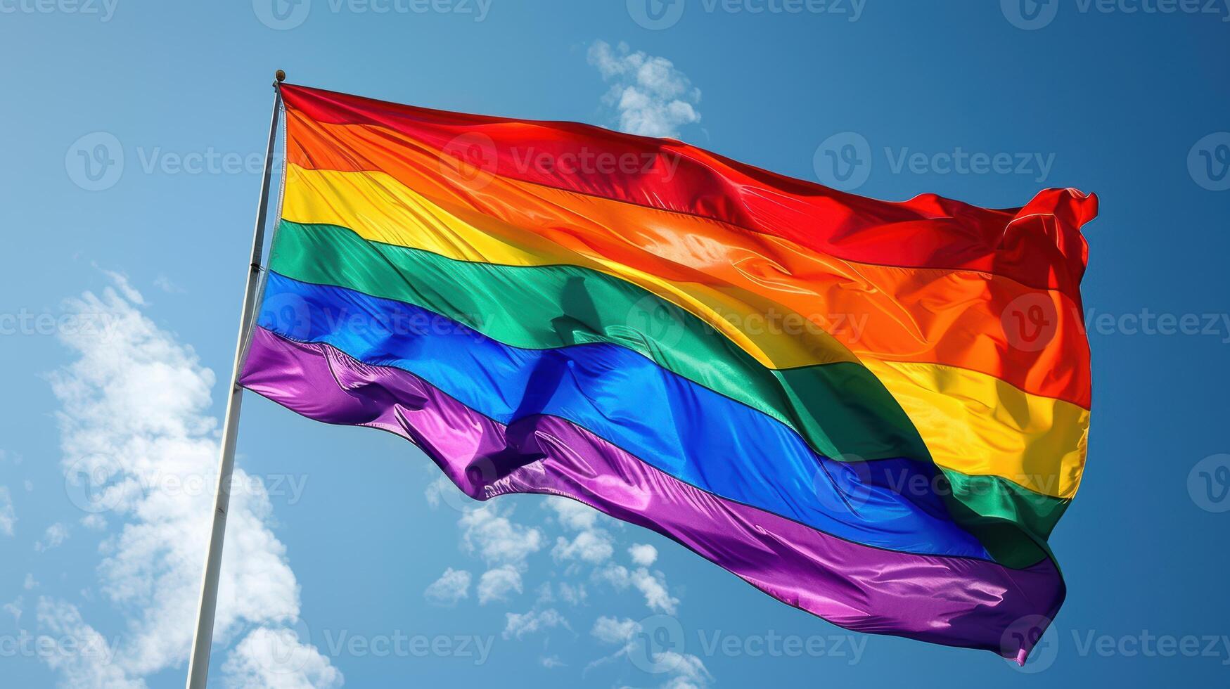 bright rainbow flag as a symbol of freedom and equality photo