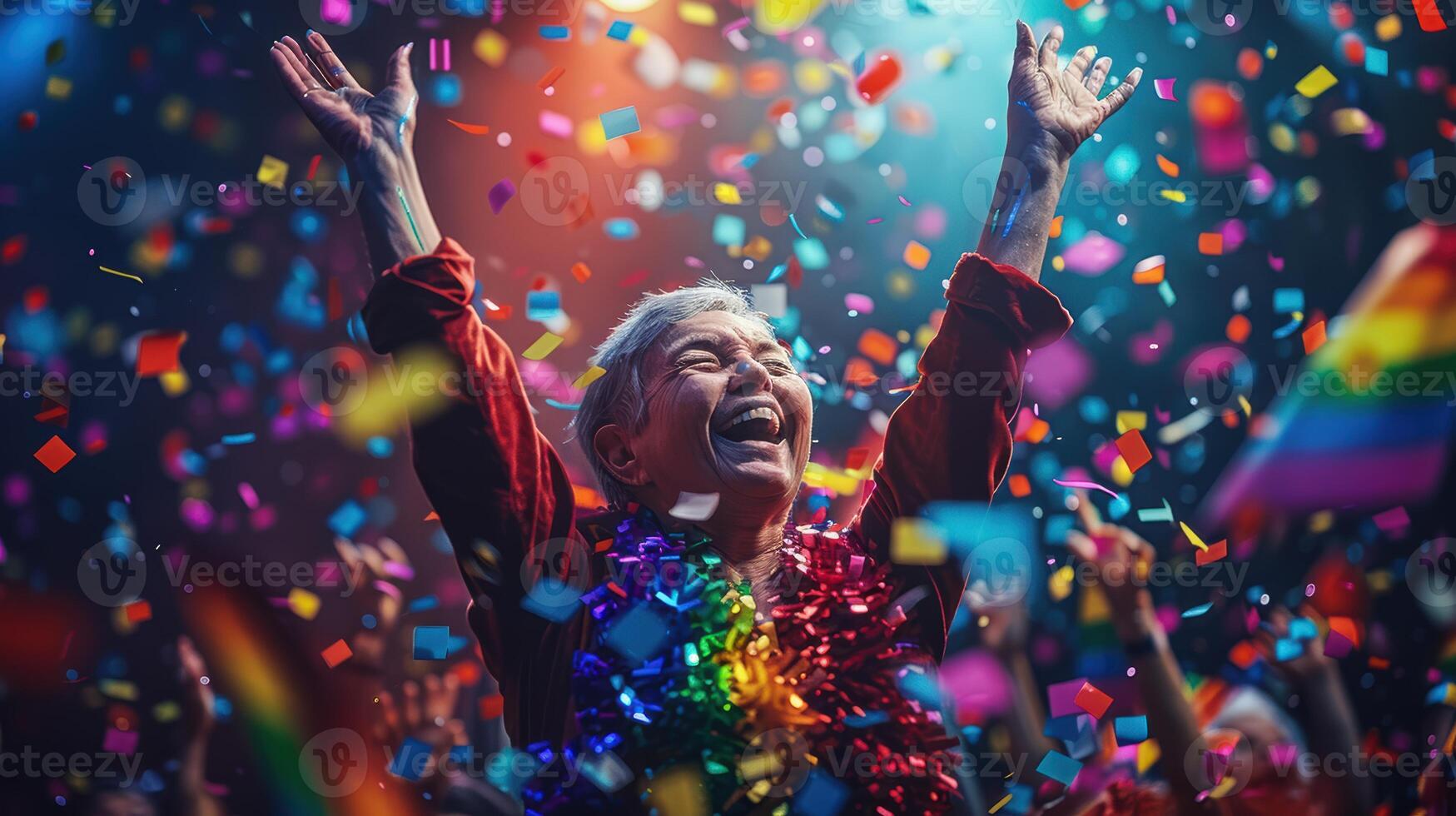 Diversity non binary waving pride rainbow flag photo