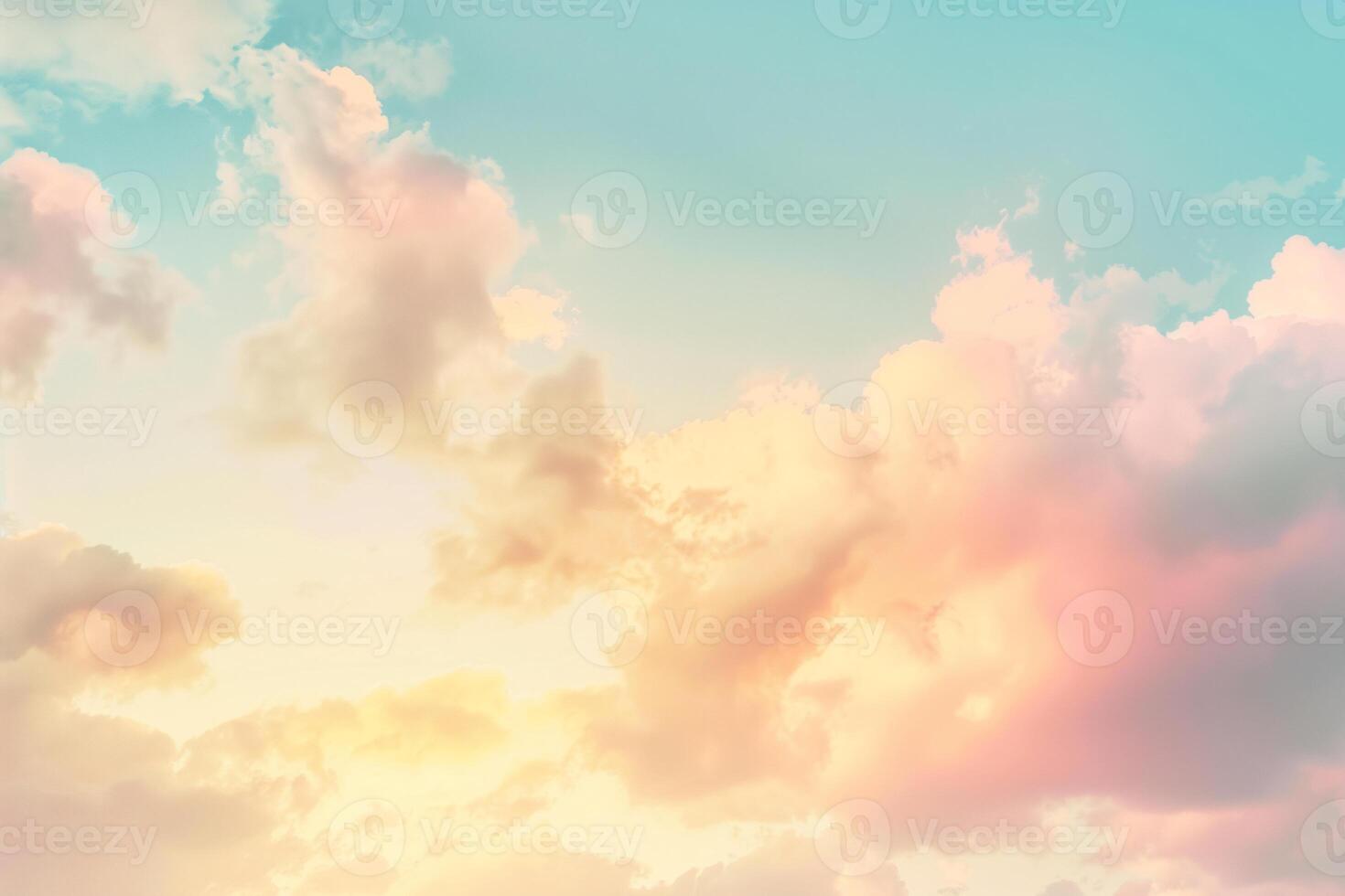 Sky with a beautiful sunset, a blue and orange sky with soft clouds, a sky background photo