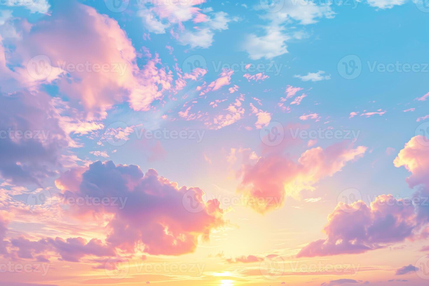 Sky with a beautiful sunset, a blue and orange sky with soft clouds, a sky background photo