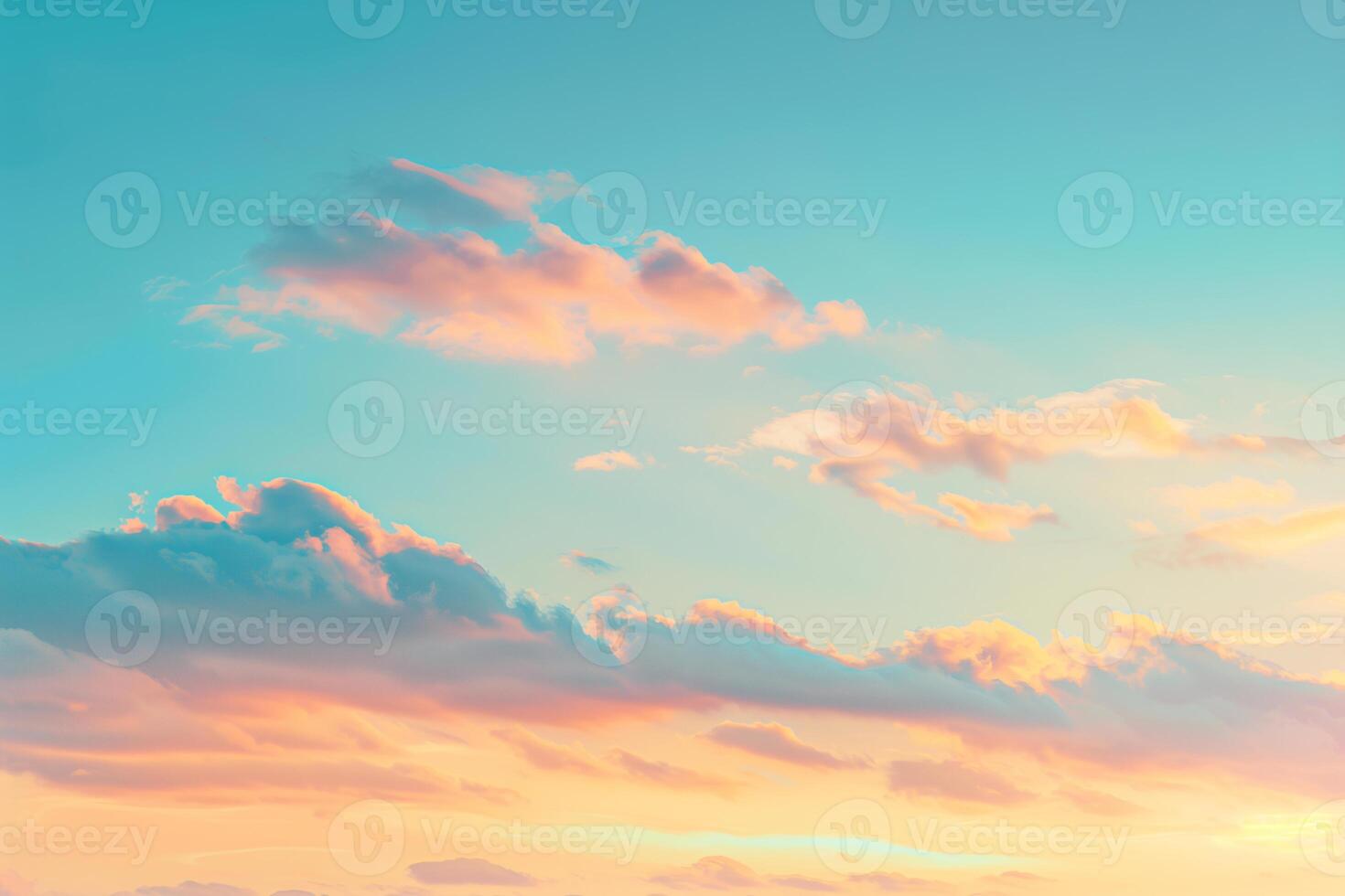 Sky with a beautiful sunset, a blue and orange sky with soft clouds, a sky background photo