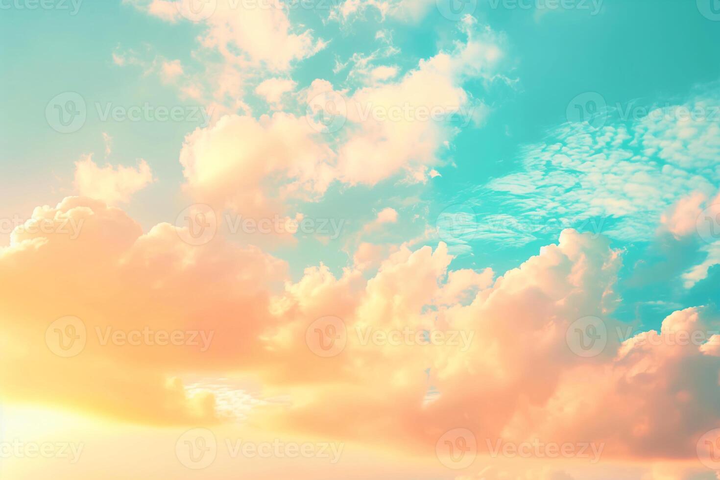 Sky with a beautiful sunset, a blue and orange sky with soft clouds, a sky background photo