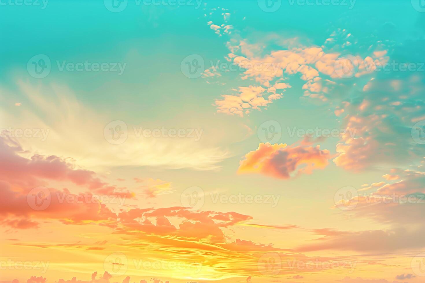 Sky with a beautiful sunset, a blue and orange sky with soft clouds, a sky background photo