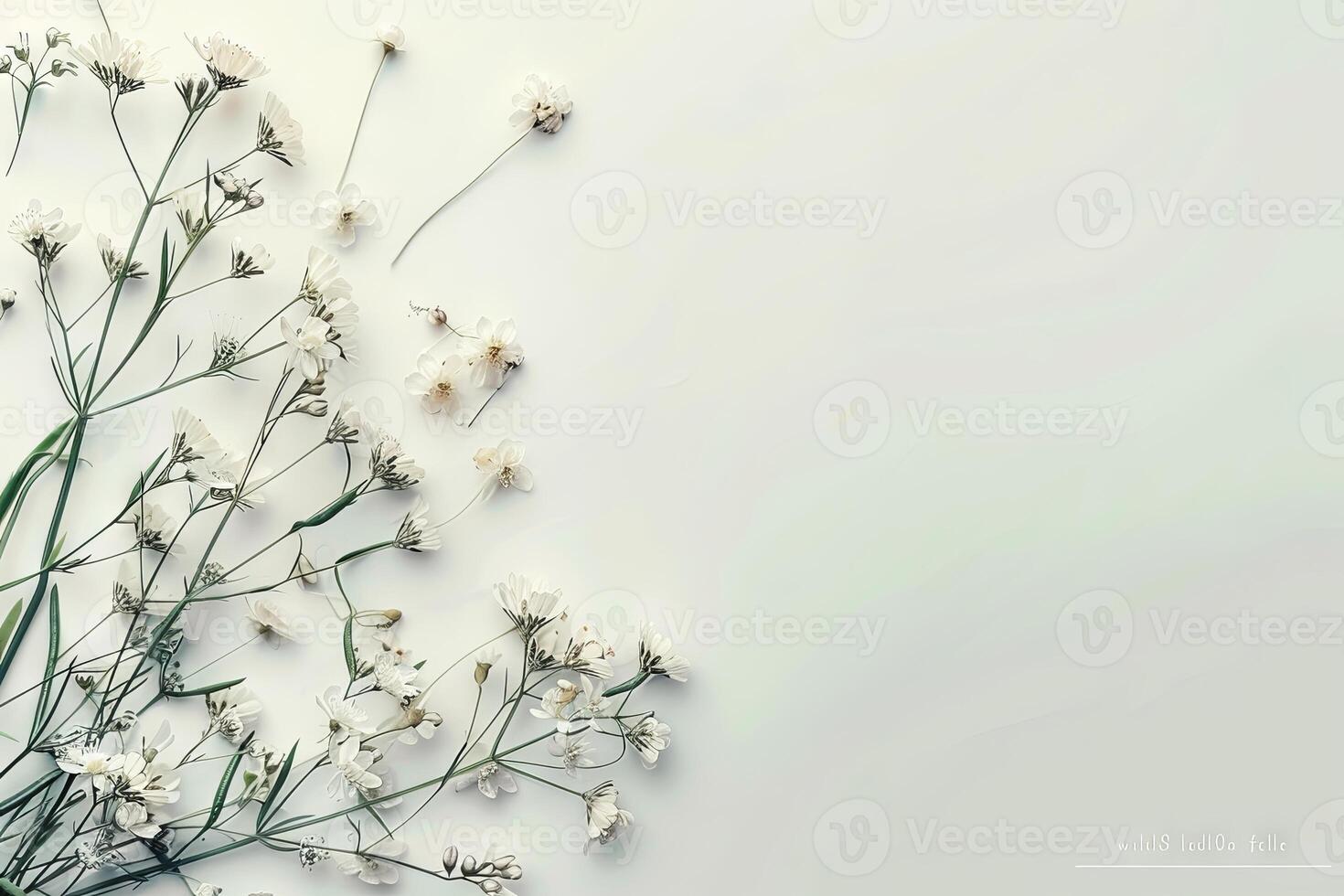 Botanical illustration of delicate flowers on a soft transparent white surface, adding a touch of natural charm photo