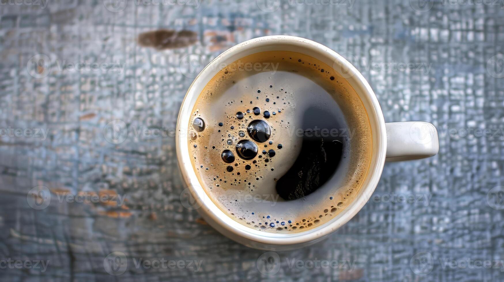 Overhead shot of a cup of coffee photo