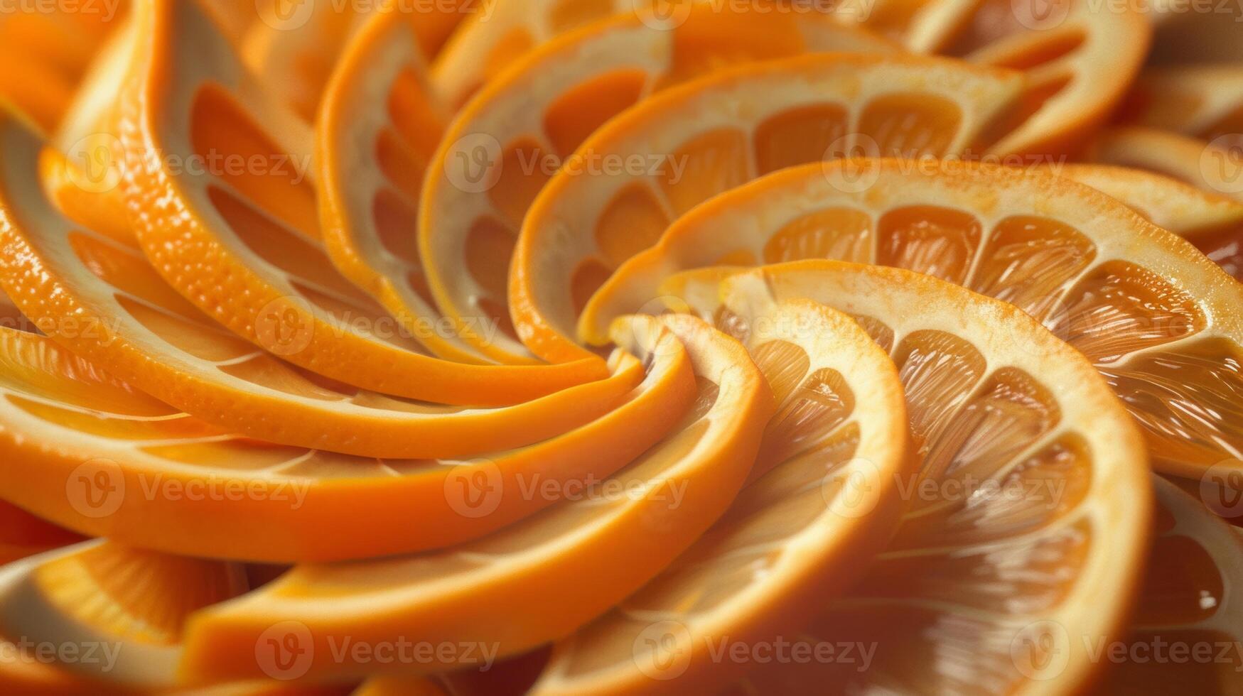 Spinning orange slices arranged in a spiral, representing time passing photo