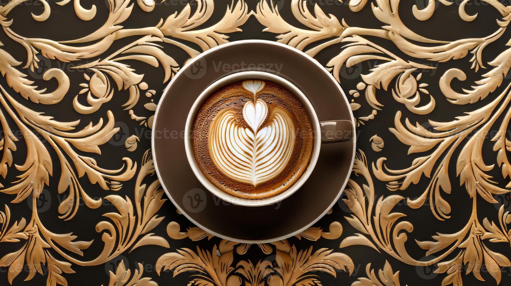 Elegant coffee cup design pattern with intricate details and sophisticated motifs photo