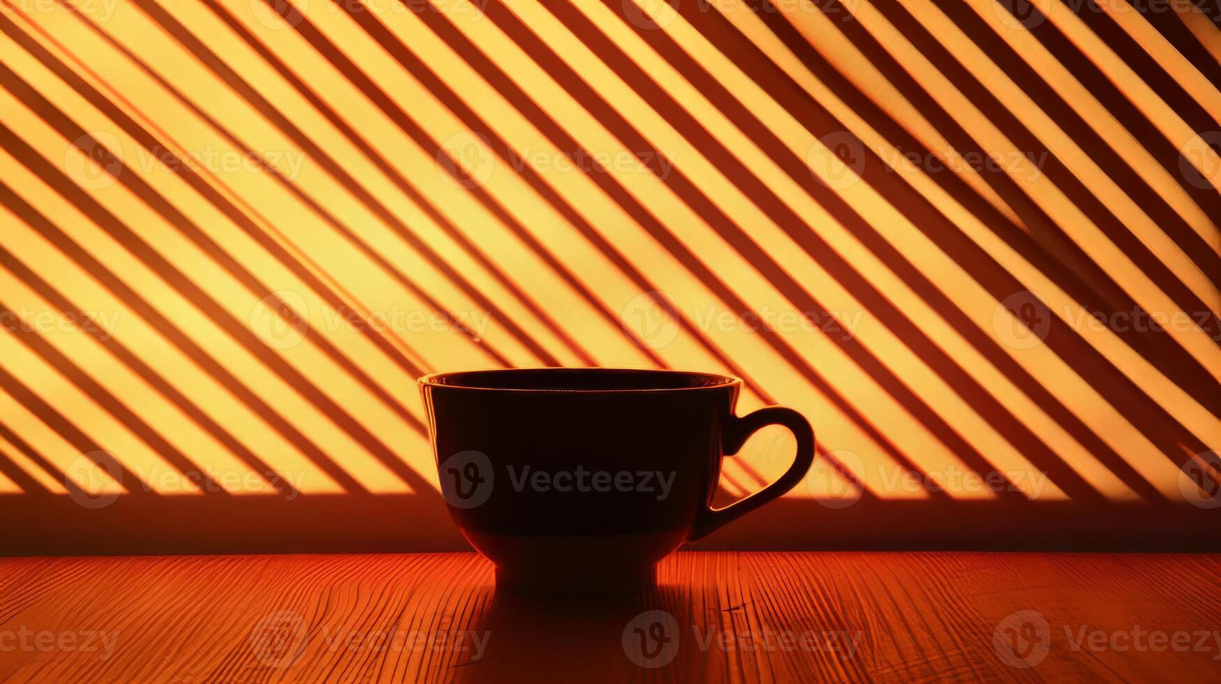 Captivating contrast a coffee cup silhouette against a radiant backdrop photo