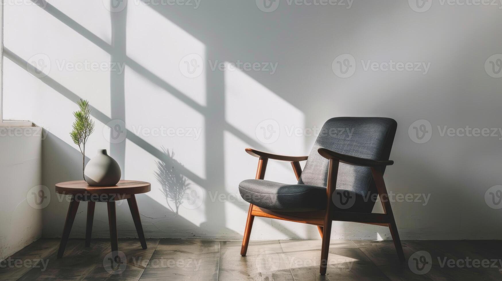Bold graphic silhouette of minimalist furnishings adding character to a room photo