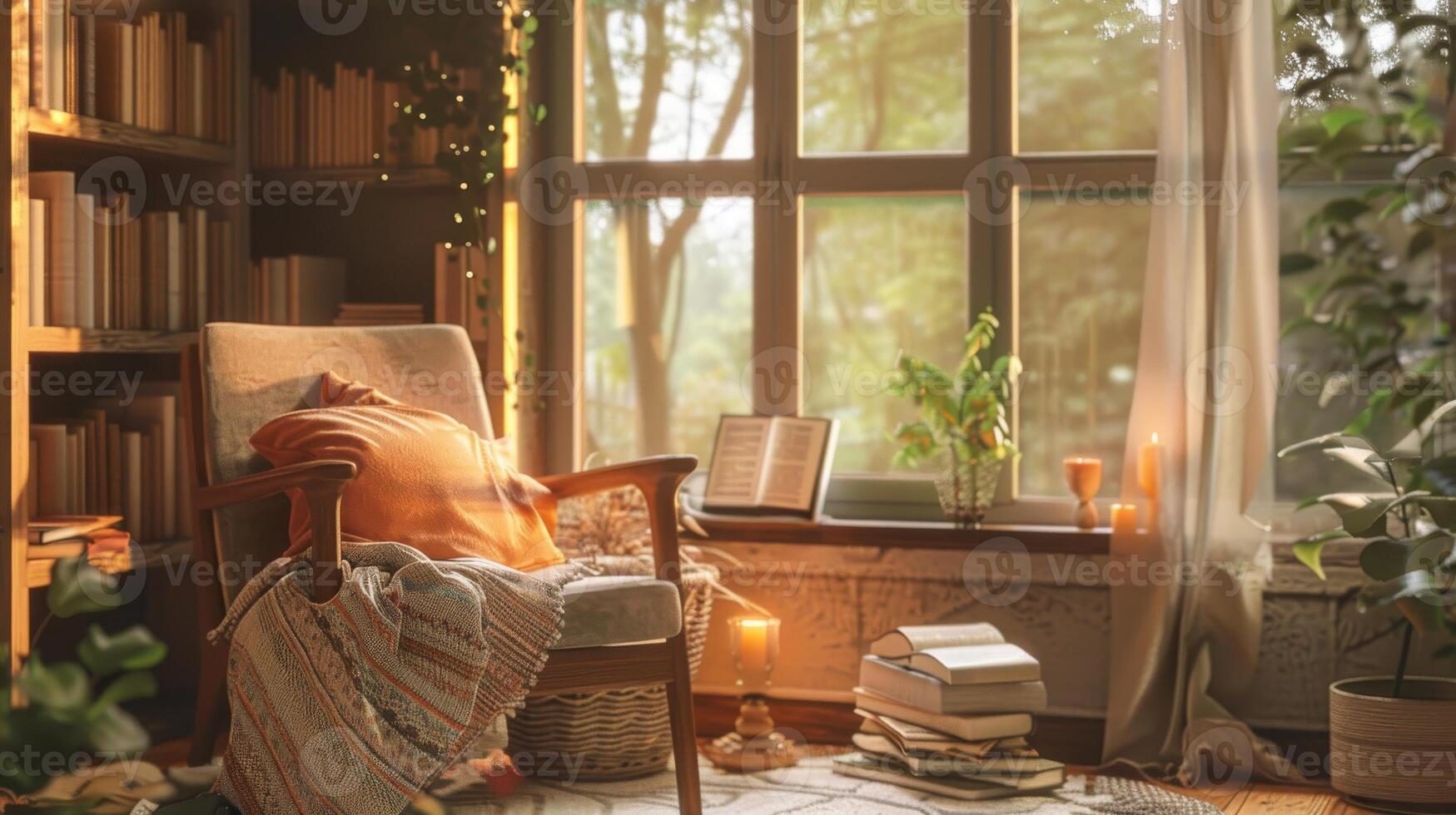 Interior decor arrangement showcasing the importance of creating a cozy reading nook photo