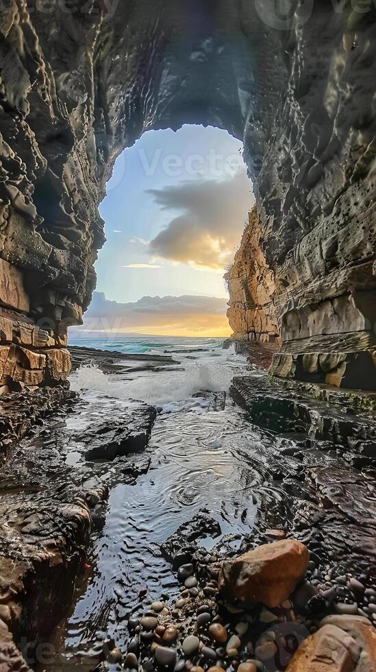 Coastal caves carved by the relentless sea photo