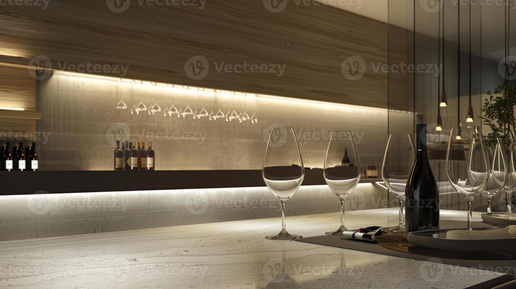 Elegant layout with floating wine glasses and room for wine tasting notes photo