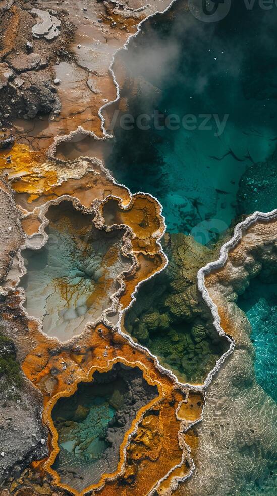 Colorful hot springs bubbling with geothermal energy photo