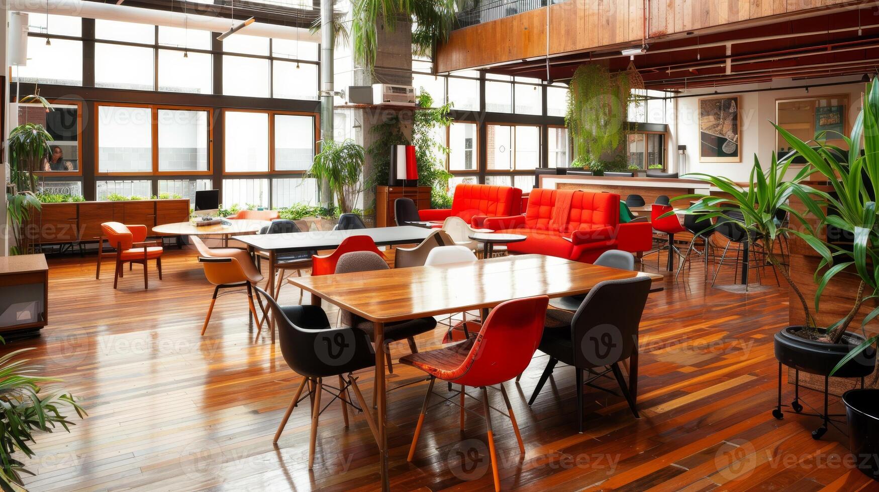 An inviting work environment with plenty of open space for brainstorming sessions photo