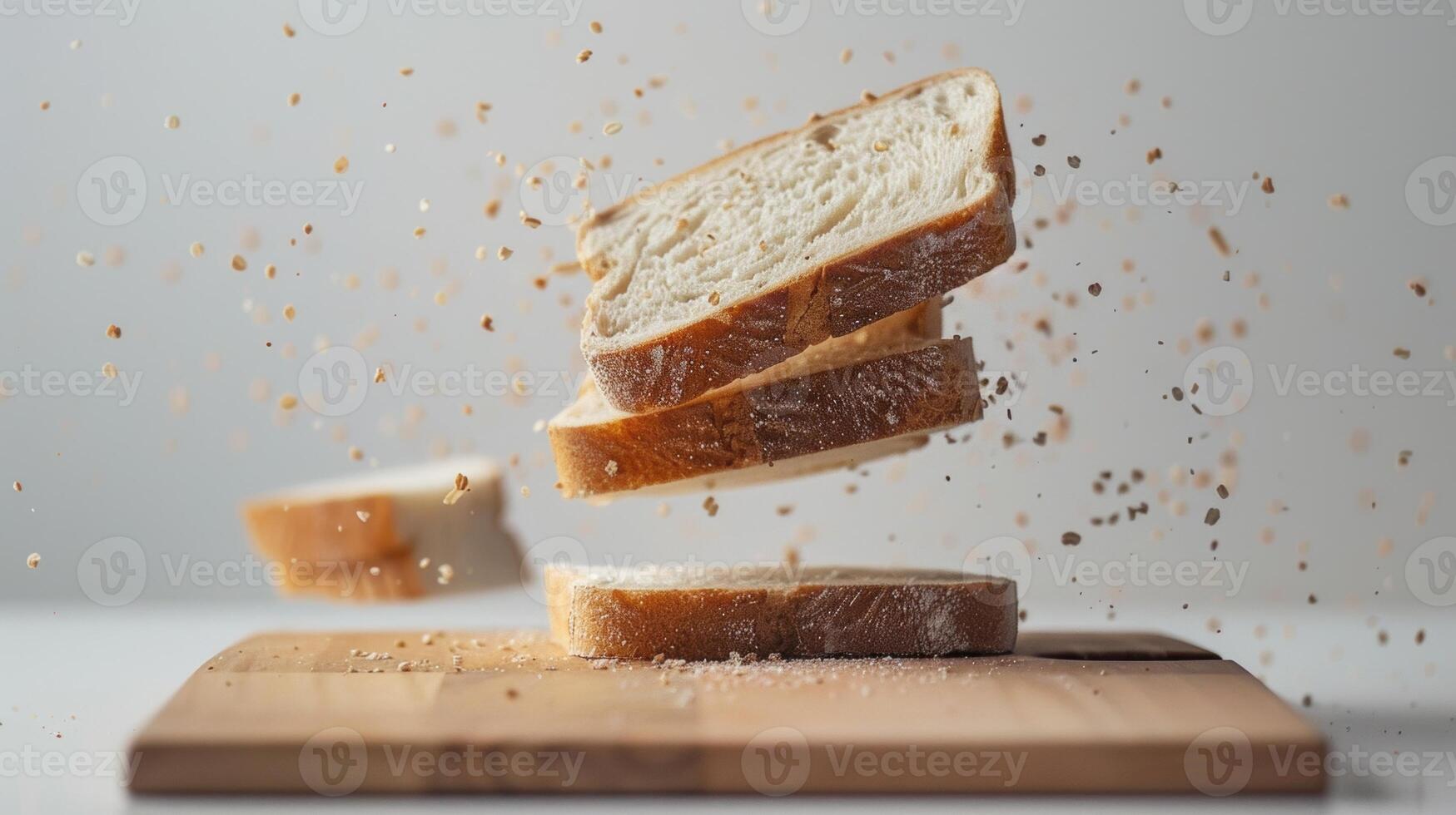 Inviting design with levitating slices of bread and space for recipes photo
