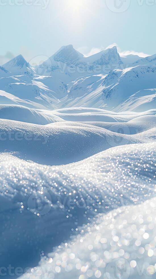 Pristine snowfields glistening in the sunlight photo