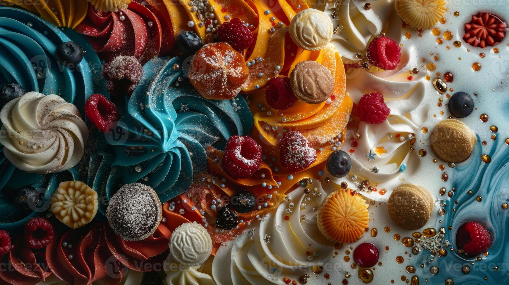 Spinning dessert toppings forming a map, representing exploration photo