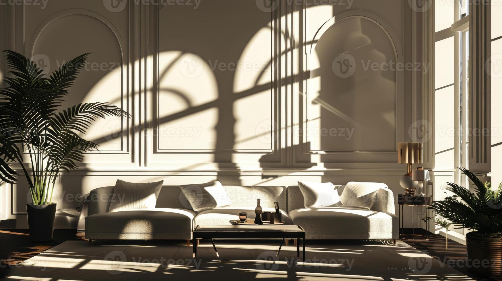 Silhouette of carefully curated furnishings adding depth to interior design photo