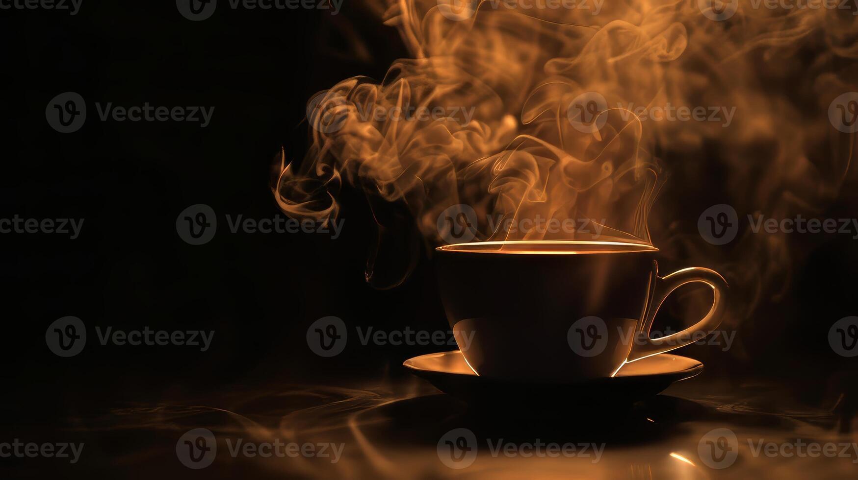 Contours in the dark a silhouette of a fragrant cup of hot coffee photo