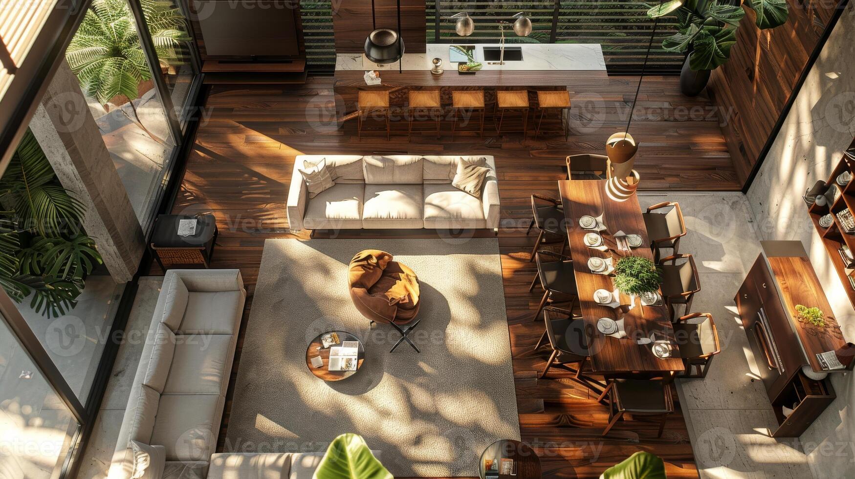 Overhead perspective highlighting the meticulous attention to detail in interior design photo